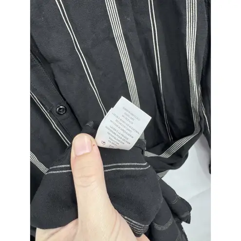 Rails Striped Stephanie Shirt Dress Women Small Black Button Front Long Sleeve