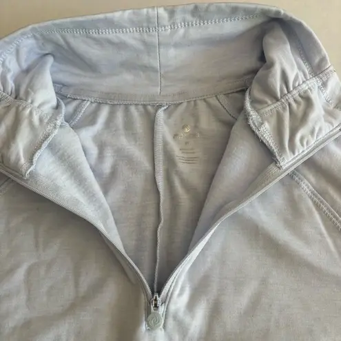 Apana Quarter zip Pullover Top Size M Light Blue mock neck