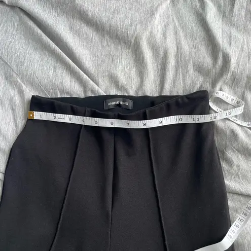 ANINE BING Max Pants Women's Black Straight Leg Split Hem Pants Size 34 2 Luxury