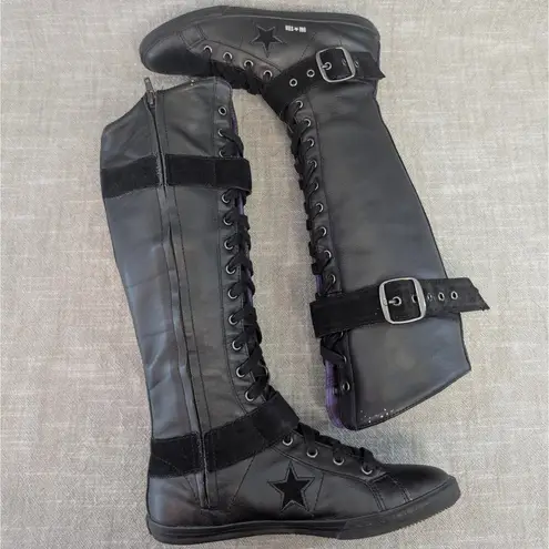 Converse OS LO PRO XXHI Black Leather Knee High Lace Up Boxing Boot Womens 6.5