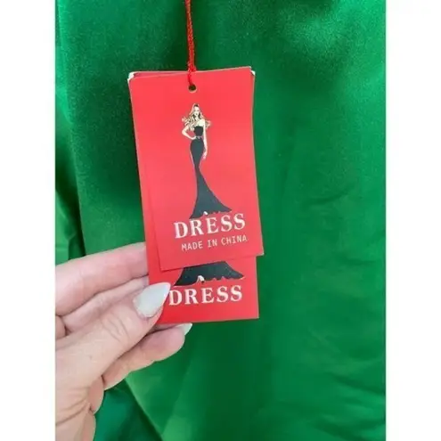 None Women's Party Prom Dress Elegant Emerald Green Halter Backless Long Dress