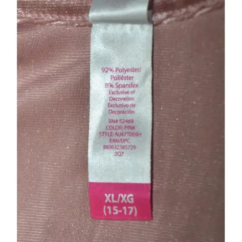 No Boundaries Y2K Ladies XL 15 Rose Pink Velvet Black Lace Baby Doll Tank Top