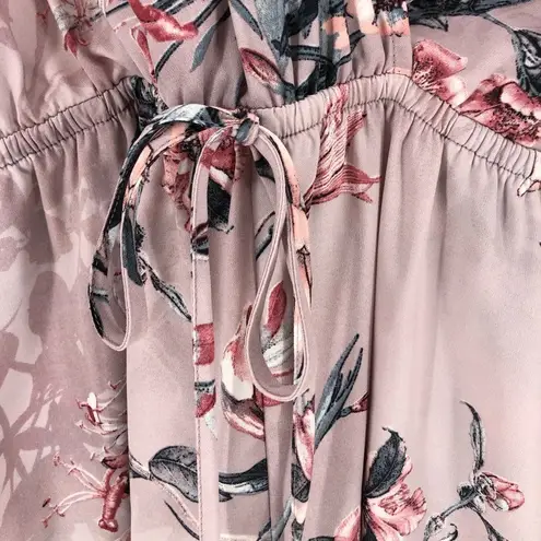 Veronica M Blush Floral Long Bell Sleeve Romper size Medium M