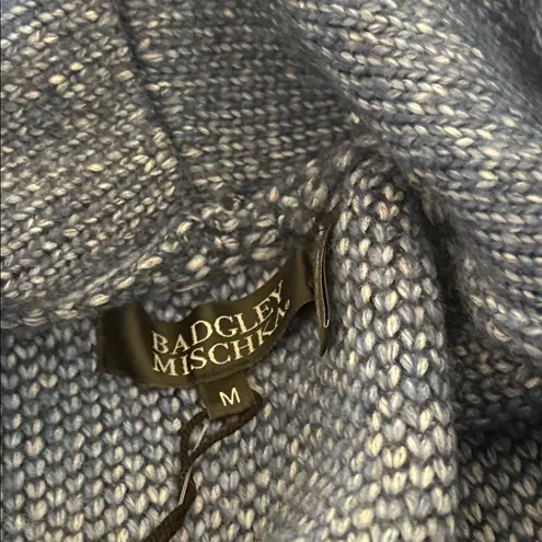 Badgley Mischka NWT Stylish Blue Fringe Cardigan with Geometric Pattern Medium