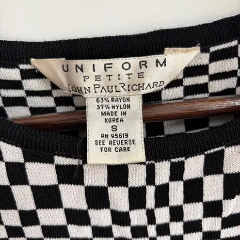 Y2K Checkered Punk Alt John Paul Richard Small Black White Tank Stretch Grunge