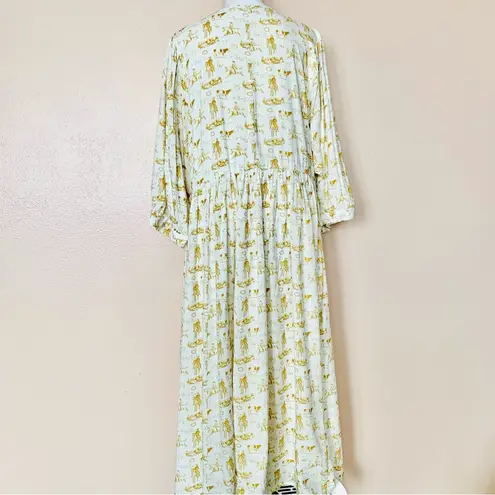 NoliaBae Cream & Brown Yellow Western Horse Print Maxi Dress. Size XL