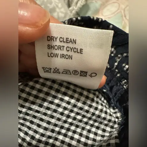 Etcetera NWT Navy Blue Floral Lace & Gingham Check
Cotton Pencil Sheath Dress 00