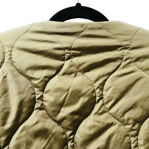 Brixton Reversible Sherpa Puffer Military Style Jacket Olive Green Size XS