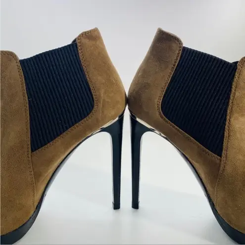 Burberry  brown suede peep toe ankle booties