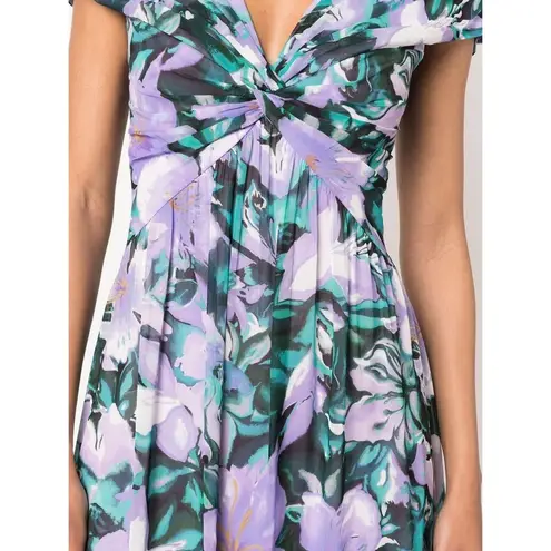 Tadashi Shoji Edith Printed Floral A-Line Dress Tea Midi Length Lilac NWT Size 8