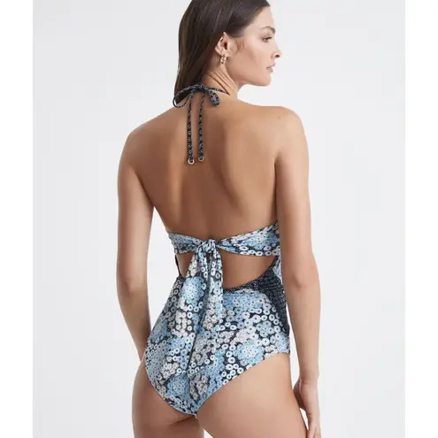 Reiss Megan printed cut out swimsuit baiting suit navy floral one piece size 10