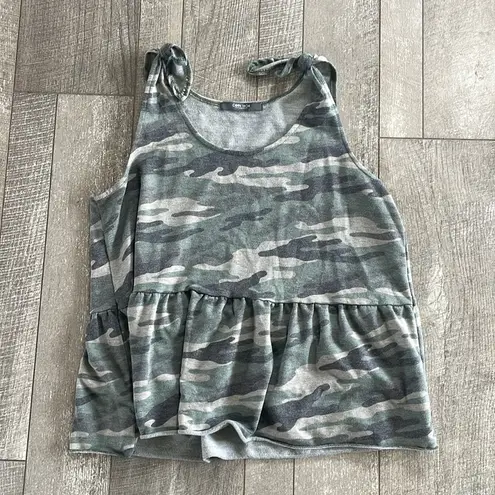 Nordstrom Coin 1804 Size Large Camouflage Peplum Tank Top