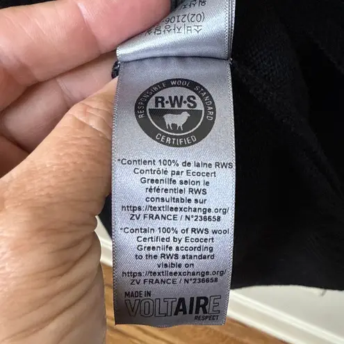 Zadig & Voltaire Deany Merino Wool Dress Medium Black Thumb Holes Oversized