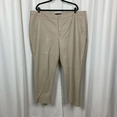 Eloquii Beige Cream Faux Leather Classic Fit Straight Leg Pants Sz.24W