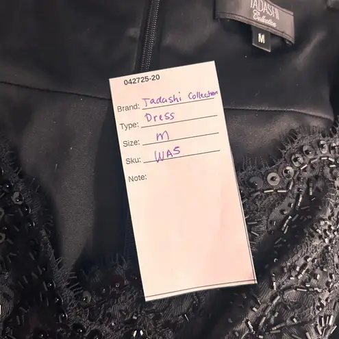 Tadashi Shoji Tadashi Collection Womans Dress Size M Black Beaded Detail Fitted Cocktail Party