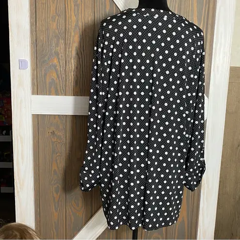 Ava NWT  & GRACE Blk & Ivory dots Pintucked Pleated 3/4 Sleeve Blouse Plus Sizes