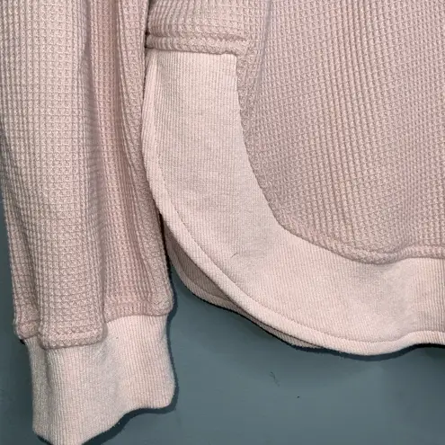 Blush Pink Long Sleeve Waffle Knit Crewneck Pullover Tunic XL