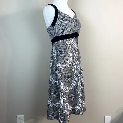 prAna Dress Small Black White Sleeveless Athletic Yoga Geometric Floral A-Line