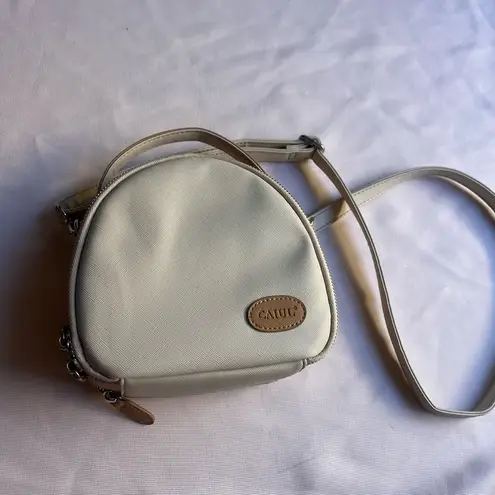 Cream and Tan Crossbody Bag with Structured Design