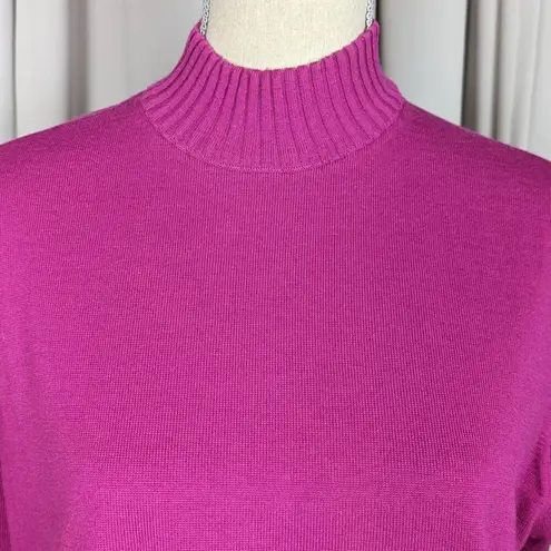 Vintage Marz Wool Short Sleeve Mock Neck Sweater Fuschia Size 14