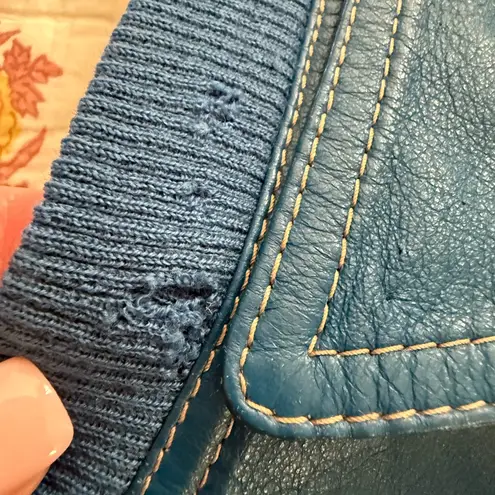 Italian Vintage | LA MATTA Teal Blue Blush Button Knit Armscyes Leather Vest