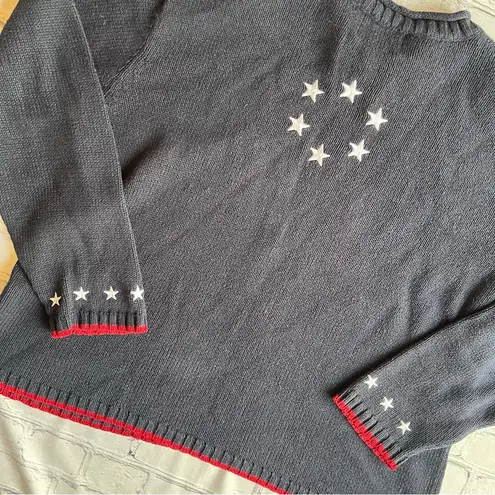 Christopher & Banks Vintage 2000 Y2K Knit Sweater Christmas Snowman USA Flag Unisex Roll Neck Medium