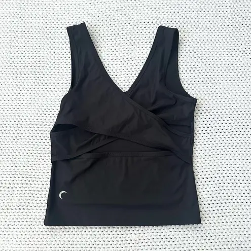 Zyia  Active Black Ribbed V Tank Criss Cross Crossover Open Back Small