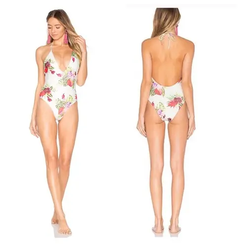 Privacy Please Elouise Floral Swimsuit XS Low Back One Piece Tropical Modest