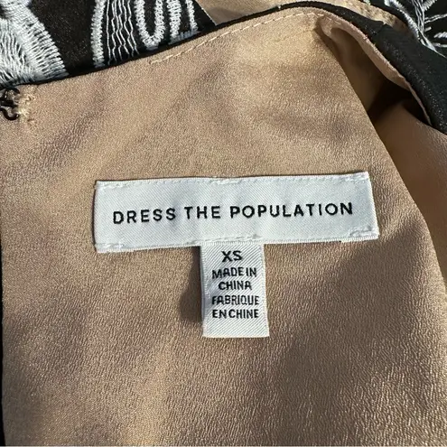 Dress the Population size XS Black Cream Floral Embroidered Dress Sleeveless