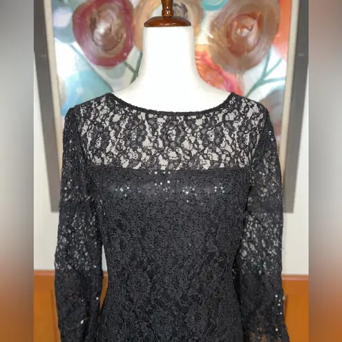Slny Elegant Black Sequin Lace Dress!