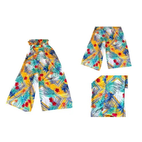 L' Atiste by Amy Palazzo Pant Jumpsuit Medium One Piece Floral Plunge Ties Zip Yellow Size undefined