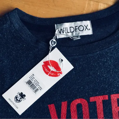 Wildfox  “VOTE YES ON THREE DAY WEEKENDS” Lounge Top, Navy Blue, Red, Size XS