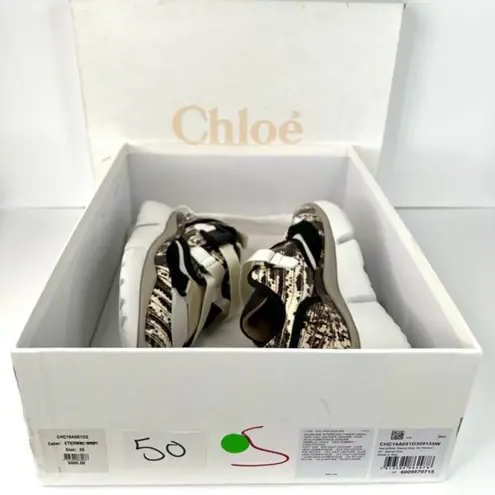 CHLOÉ Sonnie Lizard Embossed Leather Buckle Fashion Women Sneakers Size EU 35
