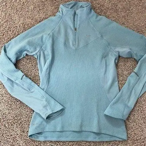 Nike  Dr-Fit Women’s Running  1/4 Zip Pullover Light Blue Size Small Long Sleeve