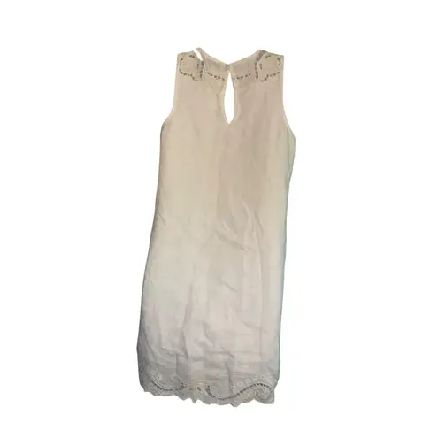 J.Crew White Linen Sleeveless Dress XXS coastal resort wear Beachy Classic