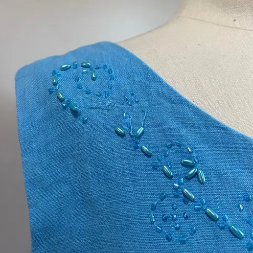 Sag Harbor Sag Habor Light Blue Sleeveless Linen Raylon Blend Midi Shift Dress Size 20W