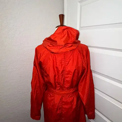 Foxrun Vintage Long Sleeve Full Length Hood Belted Trench Rain Coat Size M