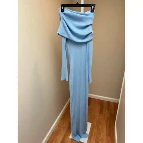Ser O Ya Galleria Rib Knit Maxi Dress Powder Blue Small