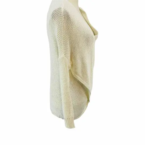 Lord & Taylor Design Lab Sweater Faux Wrap Cream Loop Knit Womens Small White