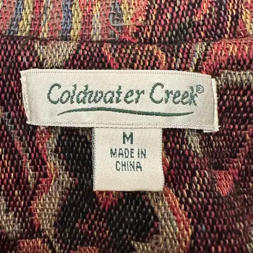 Coldwater Creek Jacket Womens Medium Boho Tapestry Button Front Artsy Blazer