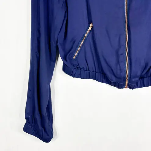 Silence + Noise Silence Noise Medium Jacket‎ Blue Cropped Long Sleeve Full Zip Pockets 1449 thumbnail 6
