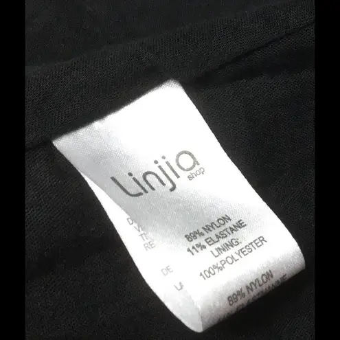 Puff sleeve embroidered boho tie front jacket top Black Size M