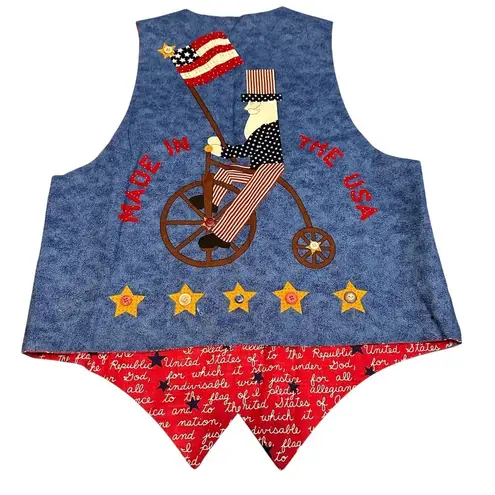 Handmade Patriotic Uncle Sam Vest Stars & Stripes Unisex Size M