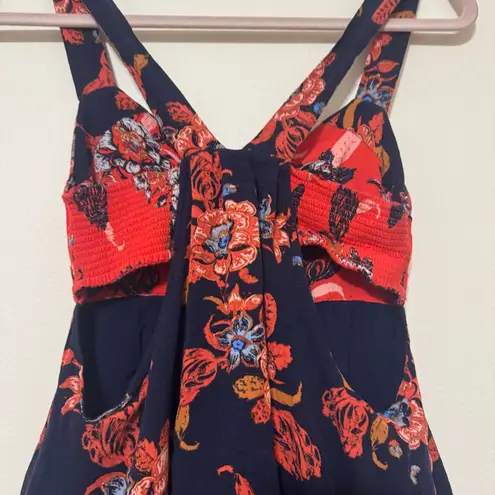 Free People  Baby It's You Navy Blue Print Mini Dress