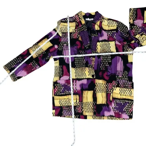 Vintage Kensington Square Abstract 80's Button Single Breasted Blazer Size XL Black