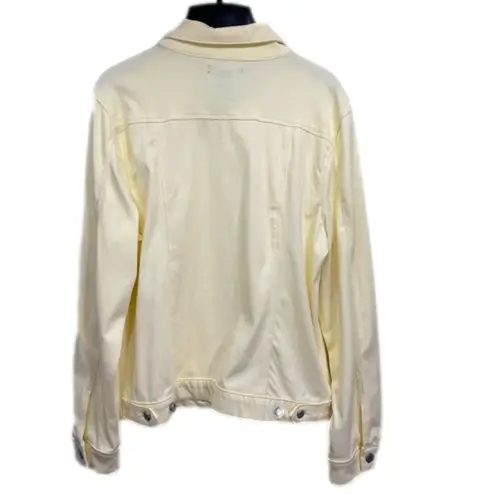 Bandolino Pale Yellow Stretch Button Front Jeans Jacket Women’s Size Large