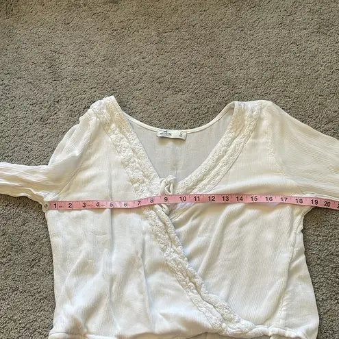 Hollister  California Long Sleeve White Tie Front Blouse | Size Large