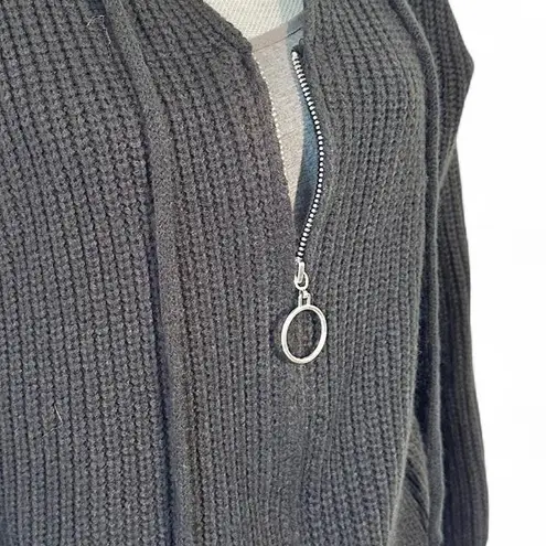 Medium Grunge Emo zip up cable knit top Black