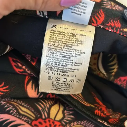 Scotch & Soda Black Floral Crepe Pants