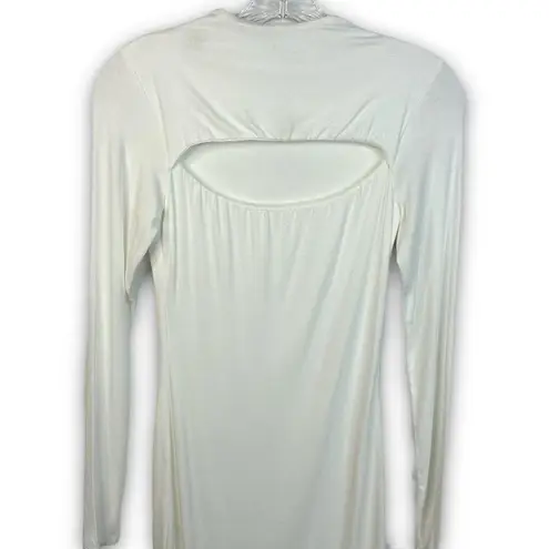Naked Wardrobe NEW  Bodycon Cutout Long Sleeve Mini Dress White Size Medium